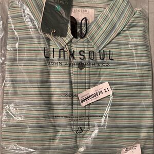 Linksoul Men's Blue and White Striped Casual Shirt